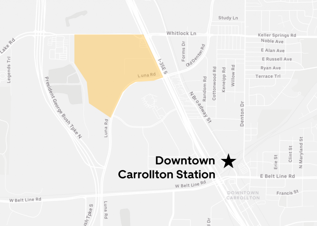 Zone from Downtown Carrollton Station. 