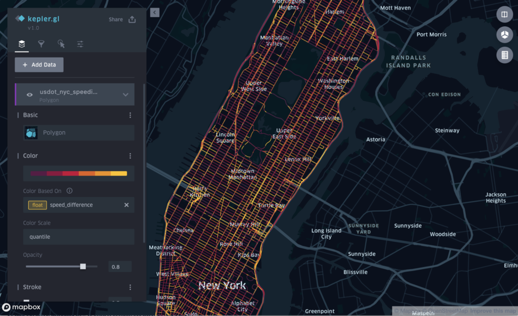 Visualization of NYC with traffic speeds
