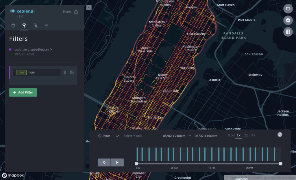 Visualization of NYC with playback control