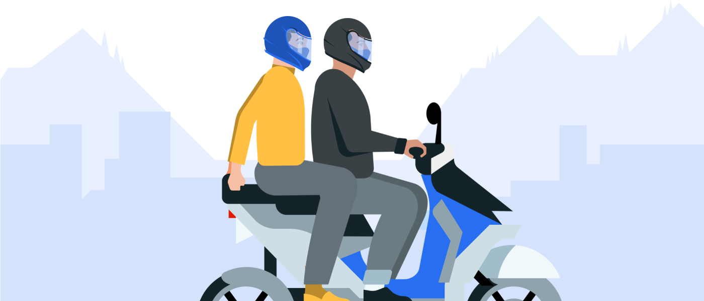 desenho de um motoboy de entregas pensando no tempo [download